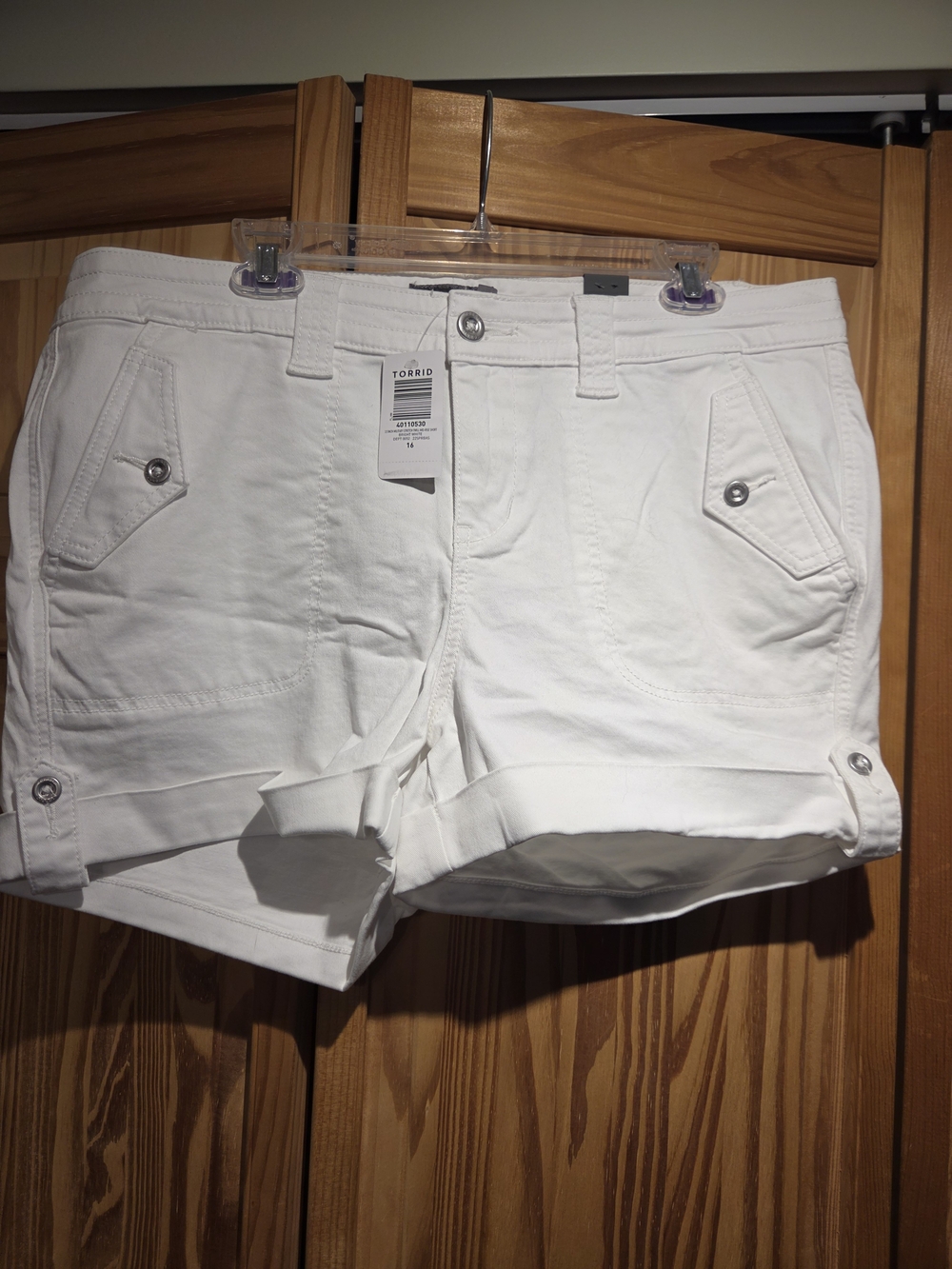torrid White Cargo Roll-Cuff Shorts